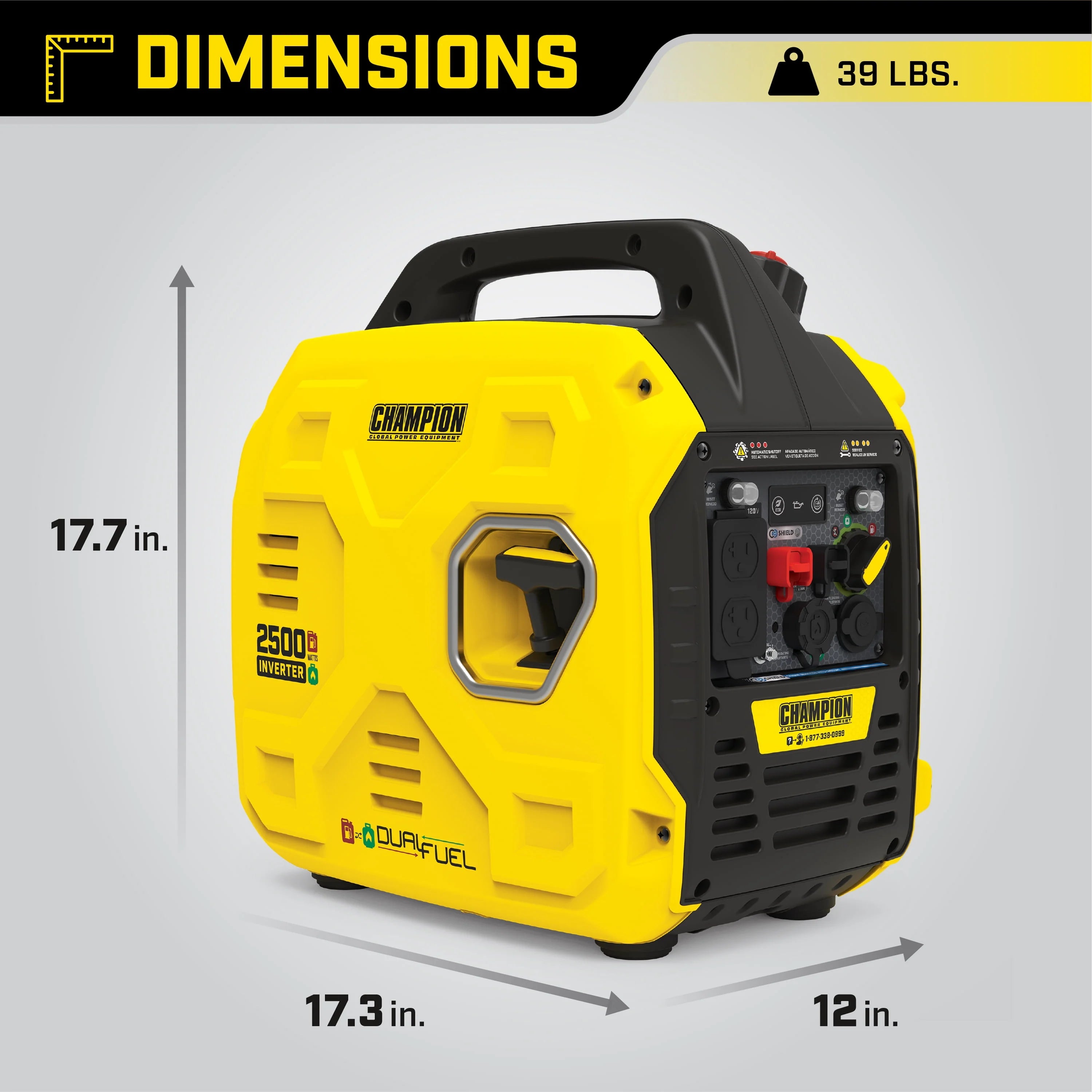 Champion Power Equipment 2500-Watt Ultralight Dual Fuel Inverter Generator O8532