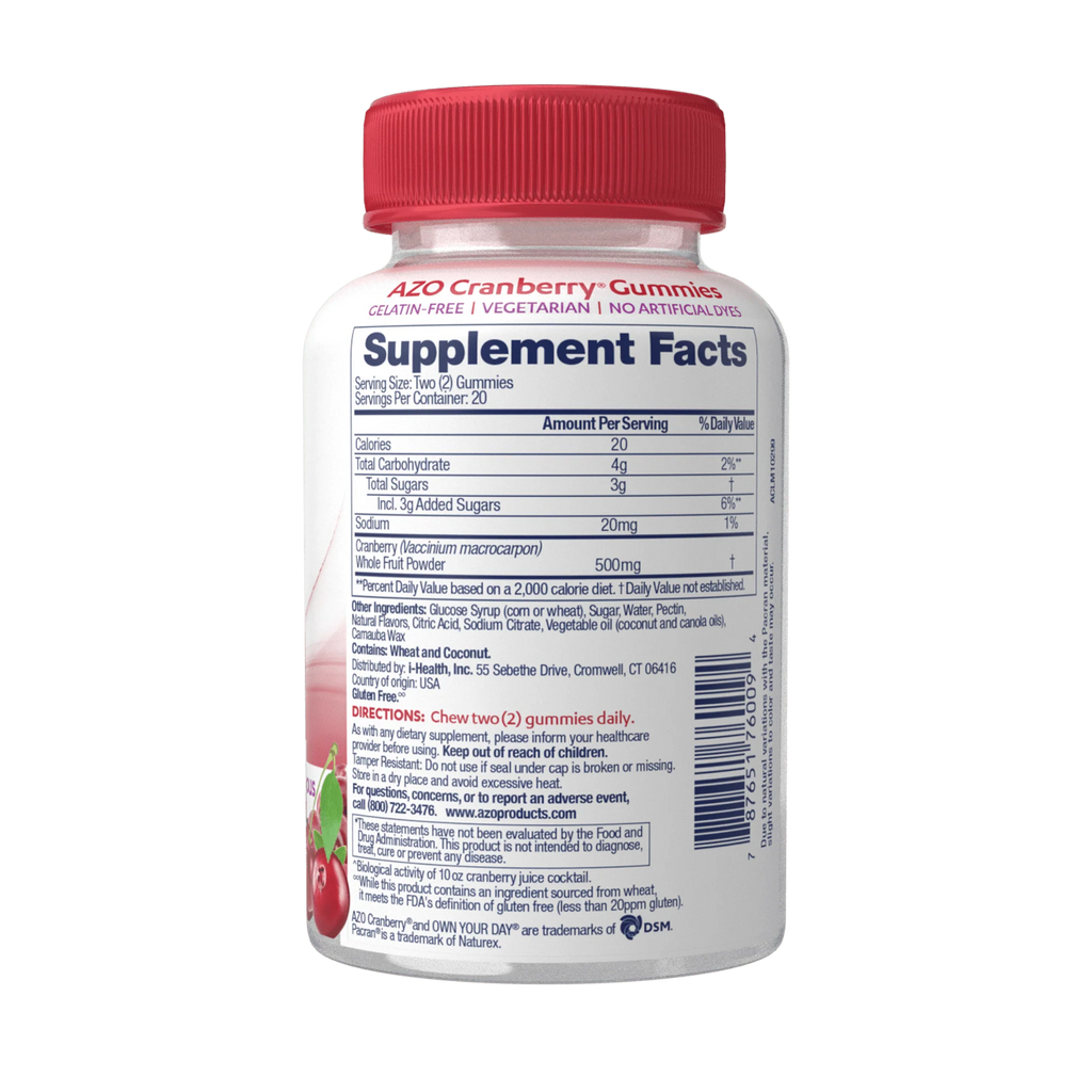 AZO Cranberry Urinary Tract Health Gummies, Mixed Berry, 40 Count A327578