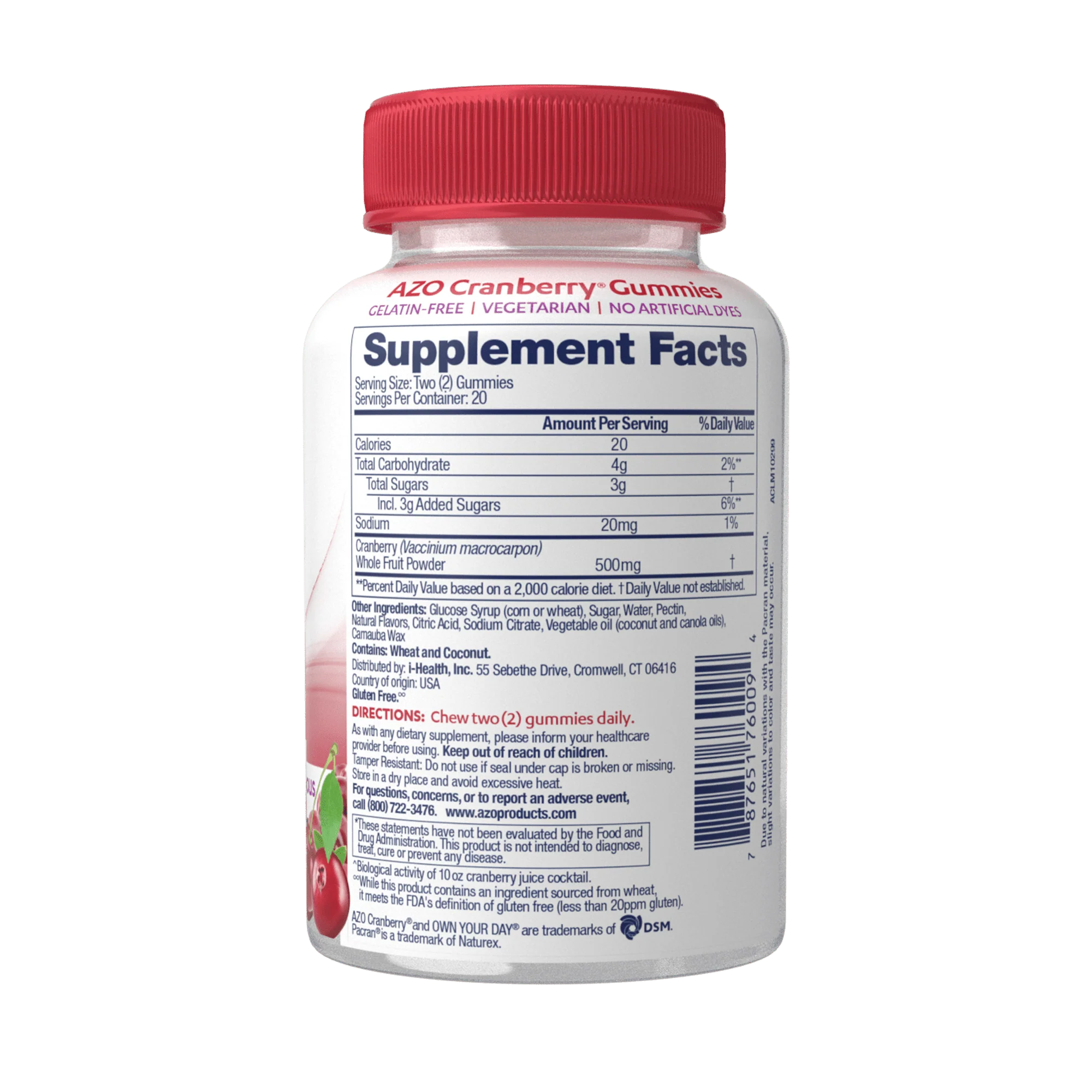 AZO Cranberry Urinary Tract Health Gummies, Mixed Berry, 40 Count A327578