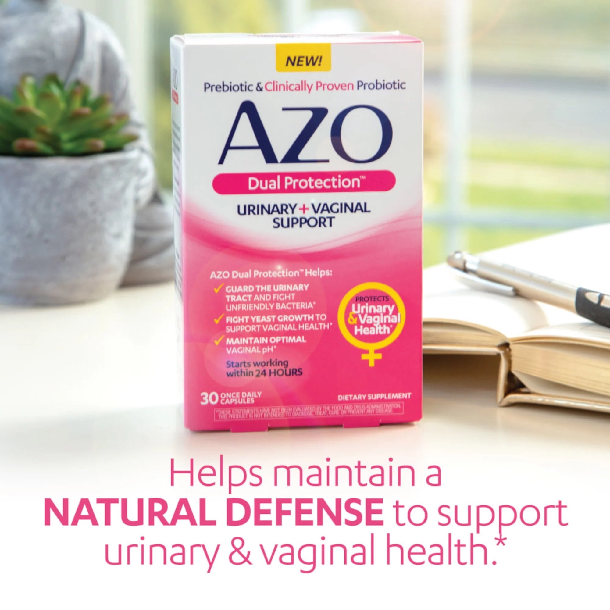 AZO Dual Protection™ Urinary + Vaginal Support Women's Prebiotic Probiotic, 30 count G7786