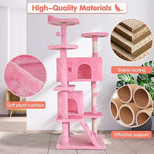 ASHY 54in Cat Tree with Scratching Post for Indoor Cats I993