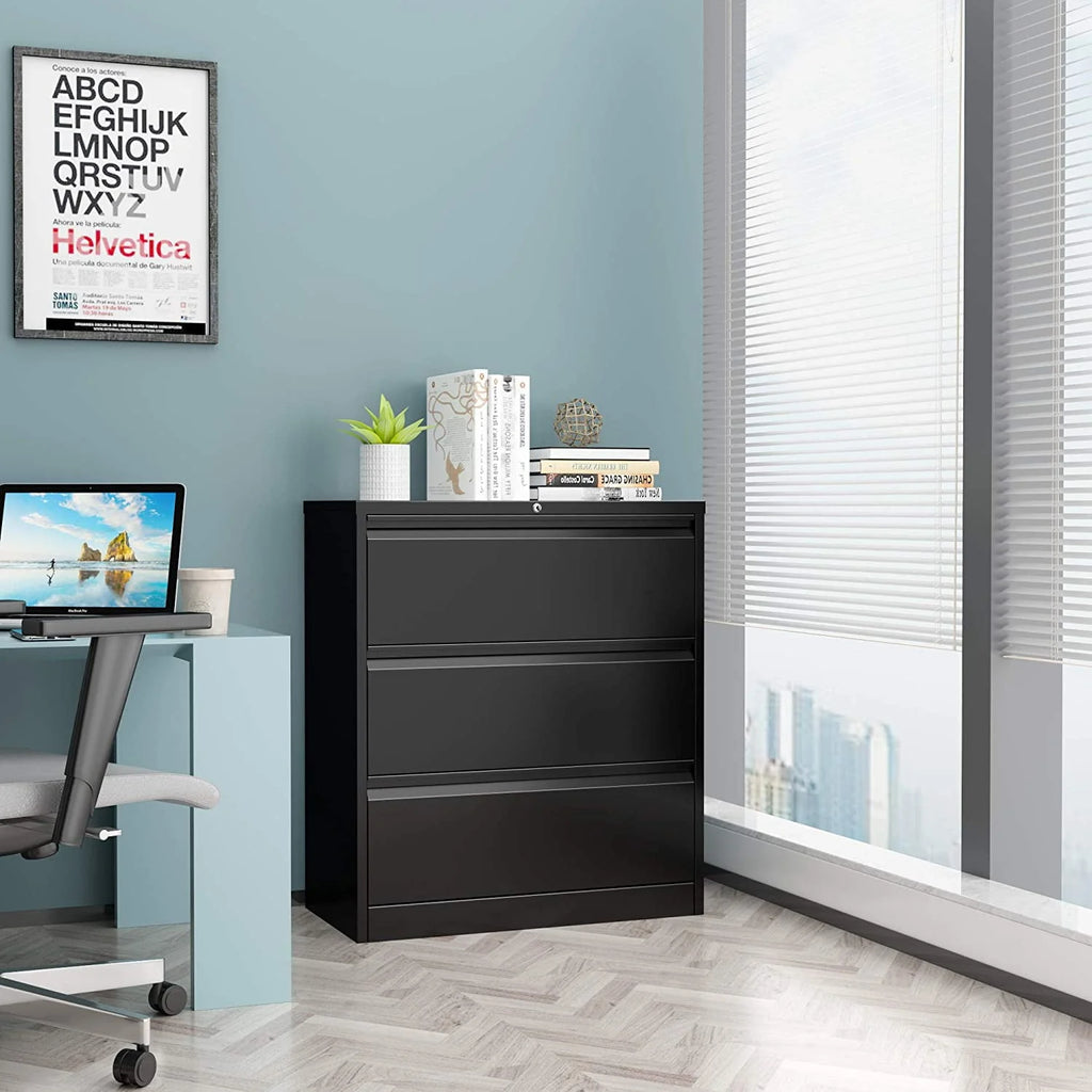 SUPEER 4 Drawer File Cabinet with Lock, Metal Vertical Storage, Black E499