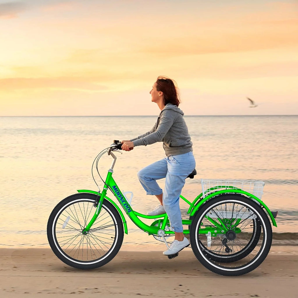 FICISOG 26 Adult Tricycle, 3 Wheel 7 Speed, 450lbs Capacity with Basket X547