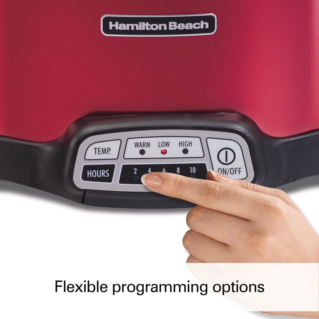 Hamilton Beach Stay or Go Programmable Slow Cooker with Party Dipper, 7 Quart, Red M628782