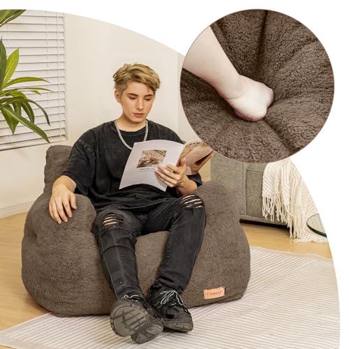 Bean Bag Chair with Filler, Tufted Soft Stuffed, Black B61630