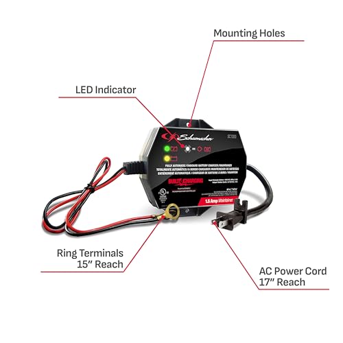 Schumacher Electric 3-in-1 Battery Charger and Maintainer, 1.5 Amps, 6V/12V K7756
