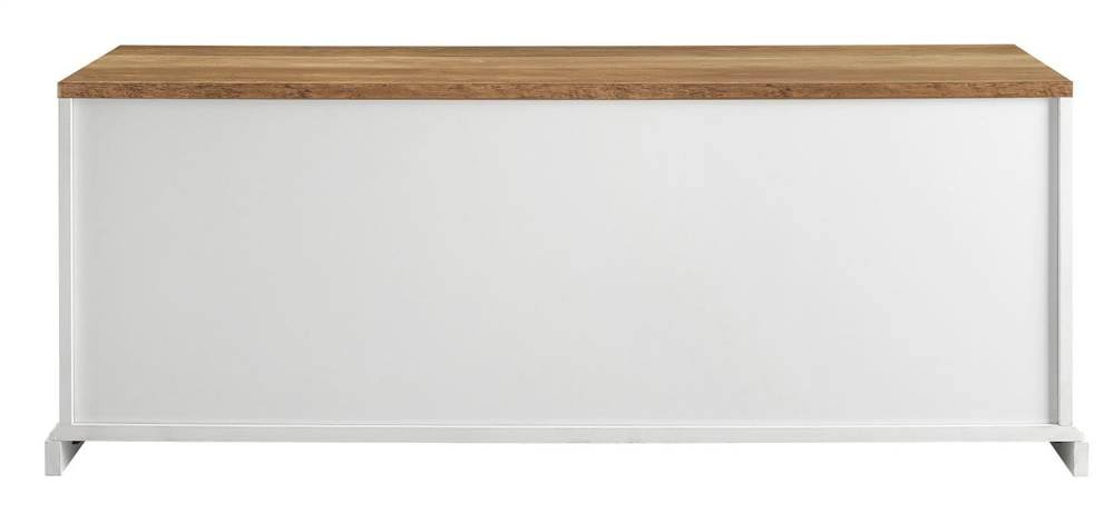 Walker Edison Sliding Barn Door Entry Bench - White / Reclaimed Barnwood U567