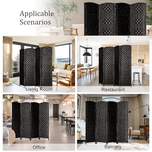 Rose Home Fashion 6 ft Tall Room Divider 4 Panel Folding Privacy Screen, Dark Coffee C8634
