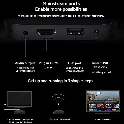 Xiaomi Mi Box S 4K HDR Android TV Streaming Media Player with Google Assistant Remote P17909