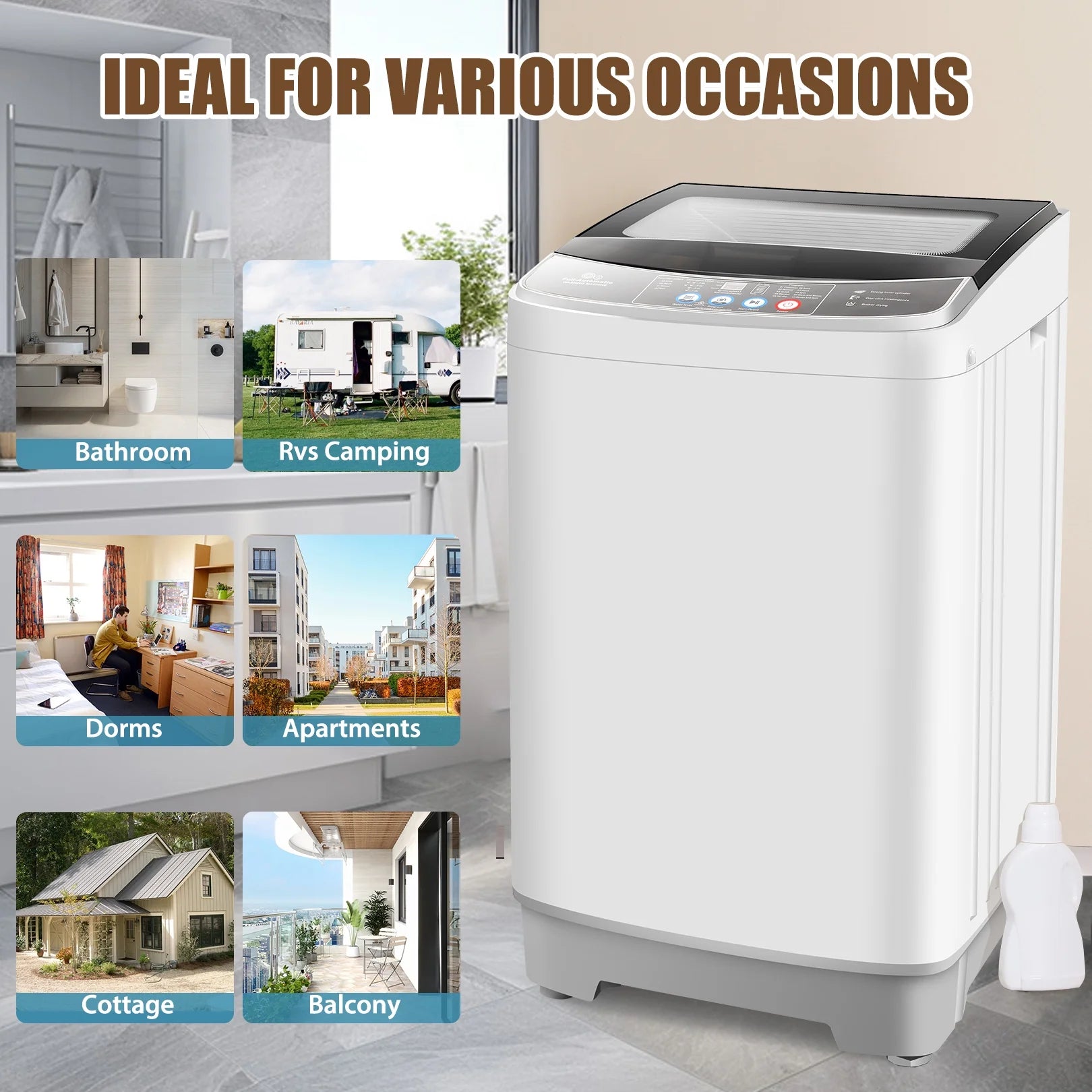 Qhomic Portable Washing Machine 17.8 lbs Compact Washer and Dryer Combo with Dump Pump X83587