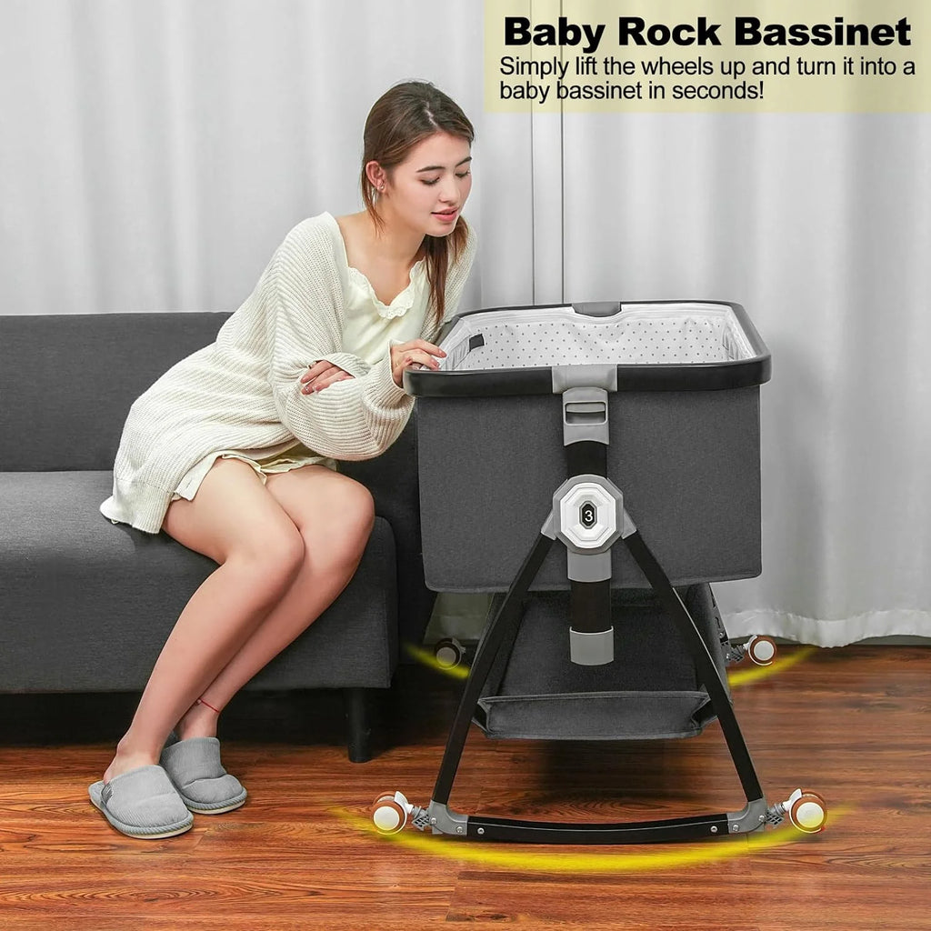 3 in 1 Baby Bassinet Bedside Sleeper with Wheels D621551