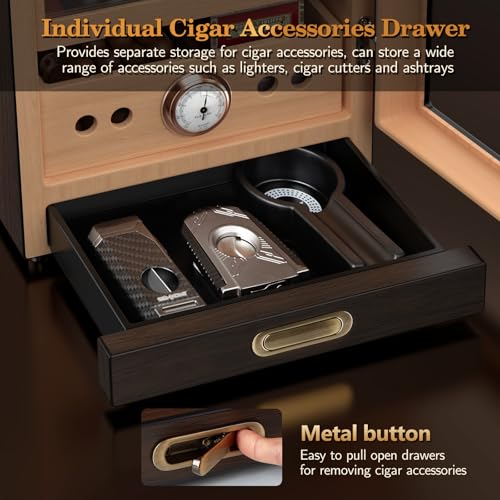 Cigar Humidor Cabinet with Magnetic Door and Humidifiers, Brown D98390