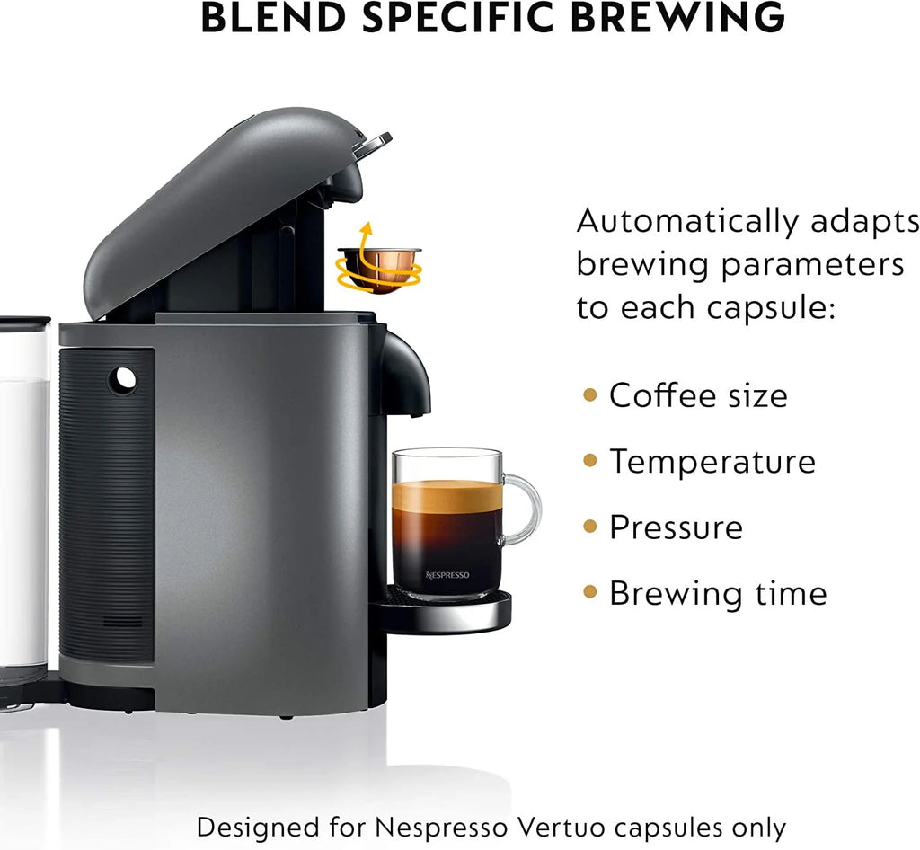 Breville Nespresso VertuoPlus Deluxe Coffee and Espresso Maker, Silver B5325