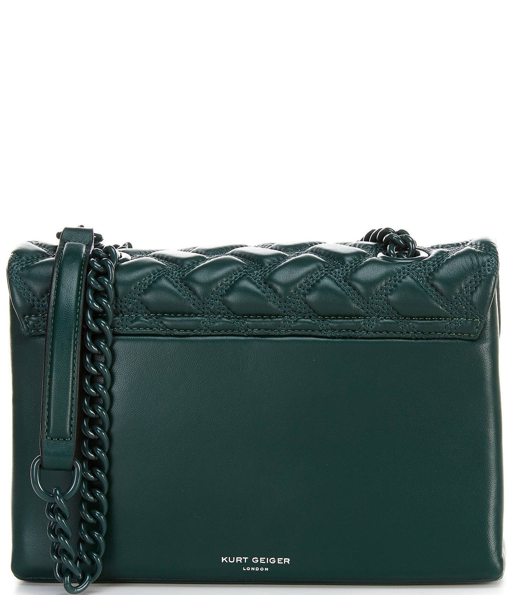 Kurt Geiger London Drench Large Quilted Shoulder Bag Dark Green Z98261