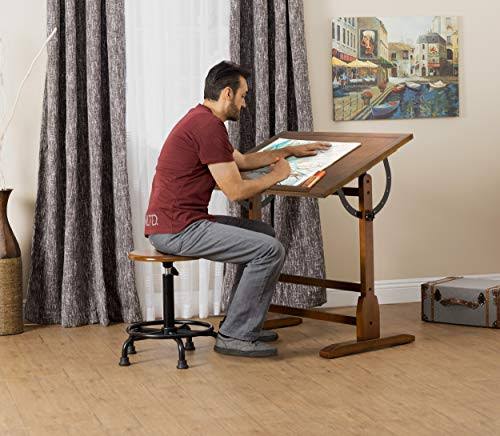 Studio Designs 36 x 24in Vintage Drafting Table, Rustic Oak L890
