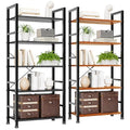 5 Tier Tall Bookcase Bookshelf Organizer Storage Unit Rustic Brown G866