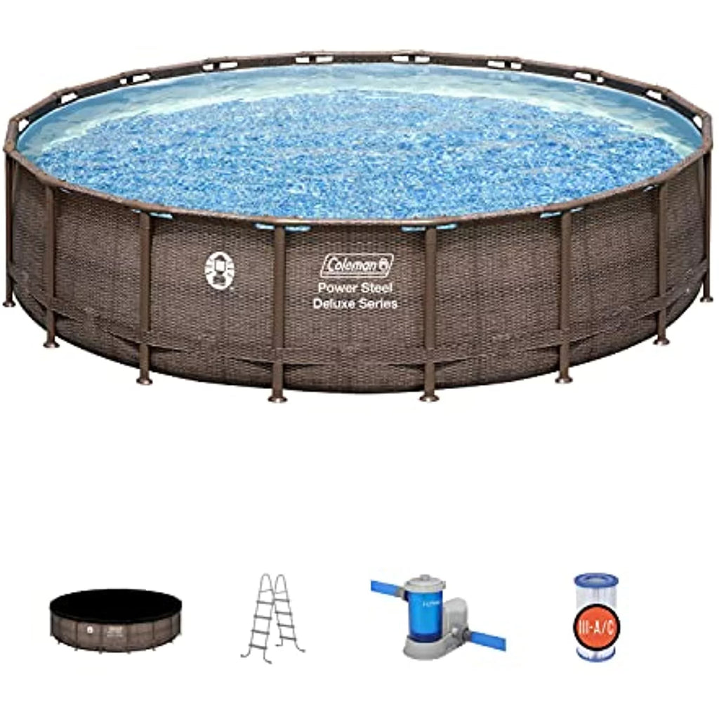 Coleman Power Steel 18' x 48" Round Metal Frame Above Ground Pool Set Z746573