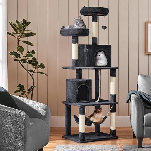 Yaheetech 62.5in Cat Tree with Platform & Hammock, Dark Gray L747397