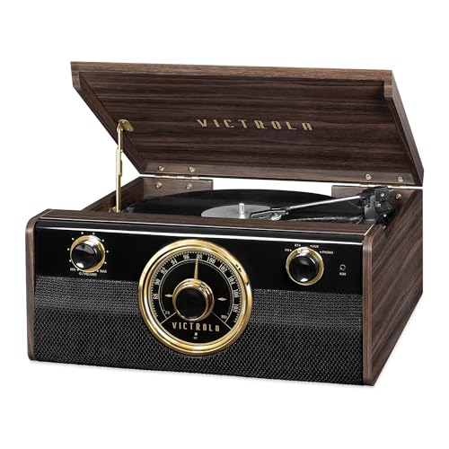 Victrola Metropolitan 4-in-1 Bluetooth Record Player with Built-in Speakers, Grey Z241914