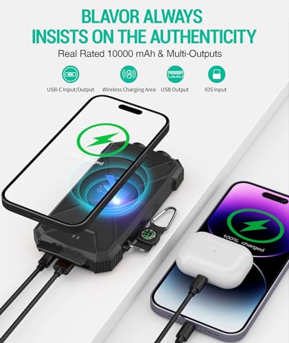 BLAVOR Solar Charger Power Bank 10,000mAh, Wireless, 20W USB-C S38060