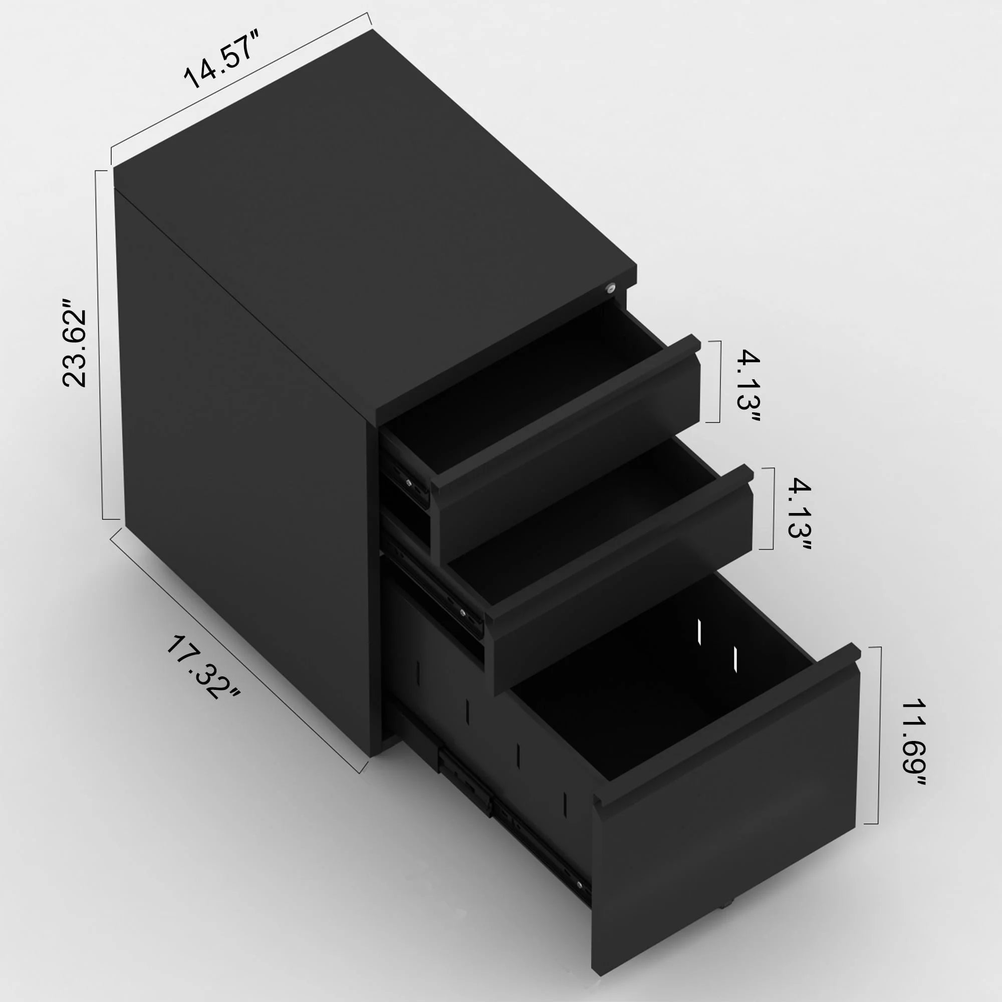 SUPEER 4 Drawer File Cabinet with Lock, Metal Vertical Storage, Black E499