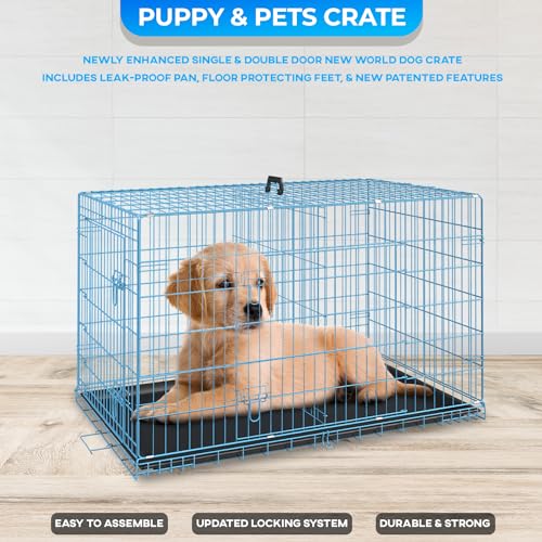 FDW Dog Crate for Large Dogs 48 Inch Folding Metal Wire Cage Double Door N1299