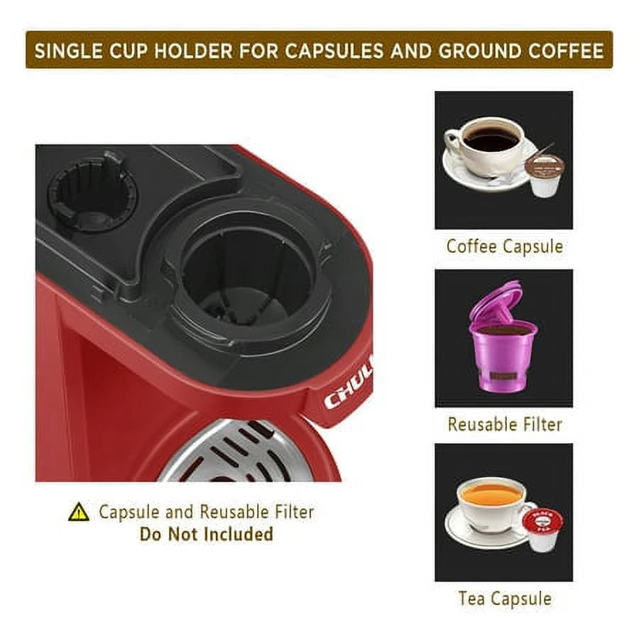 CHULUX Mini Single Serve Coffee Maker for K Pod & Ground Coffee U7469