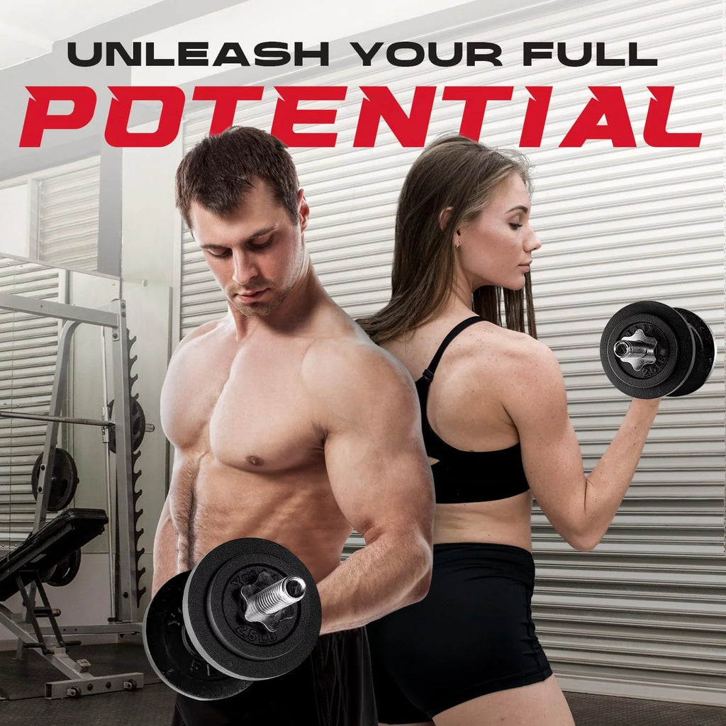 Yes4All 200 lbs Adjustable Dumbbell Set, Cast Iron Pair D6439