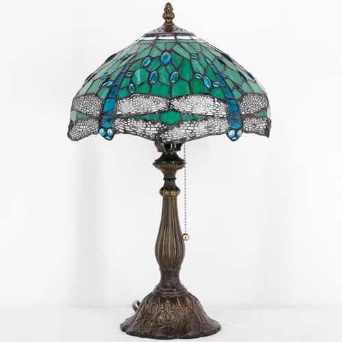 Tiffany Stained Glass Table Lamp Sea Blue Pear J2662