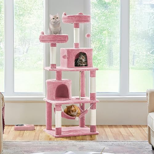 Yaheetech 62.5in Cat Tree with Platform & Hammock, Dark Gray L747397