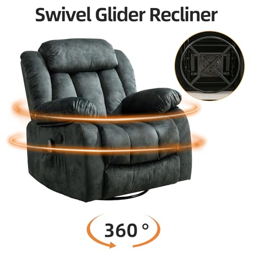 INZOY Massage Swivel Rocker Recliner with Heat and Vibration, Brown G989
