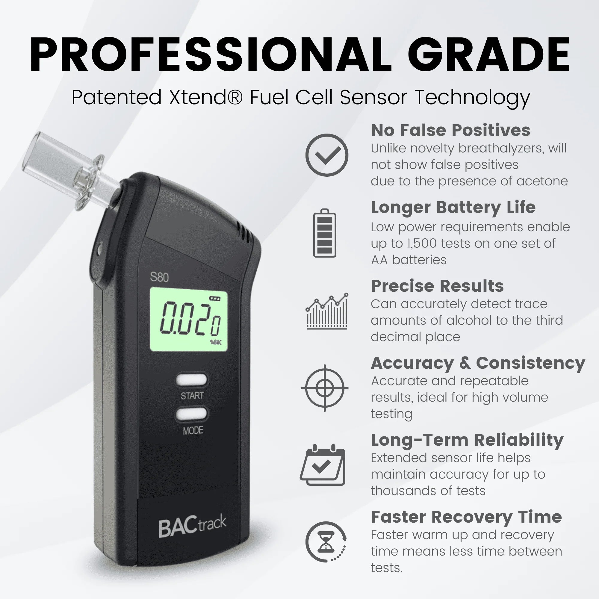 BACtrack S80 Breathalyzer Portable Alcohol Tester, FDA Cleared W8389