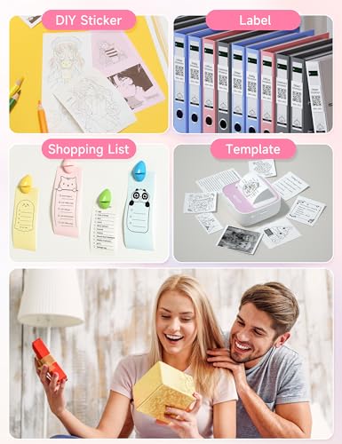 iDPRT Portable Sticker Maker Machine with 1 Roll Sticker Paper, Mini Thermal Printer for Study Notes, DIY, Labels, Grey J29332
