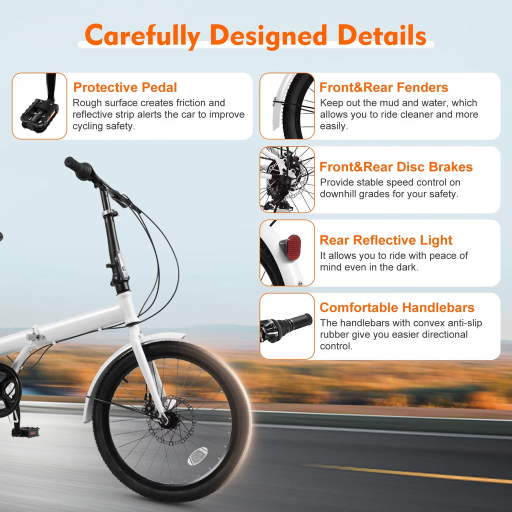 20-inch 7-Speed Folding Bike Urban Commuter Bicycle E555