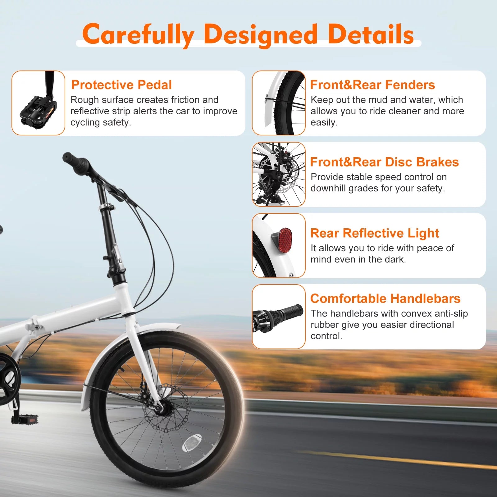 20-inch 7-Speed Folding Bike Urban Commuter Bicycle E555