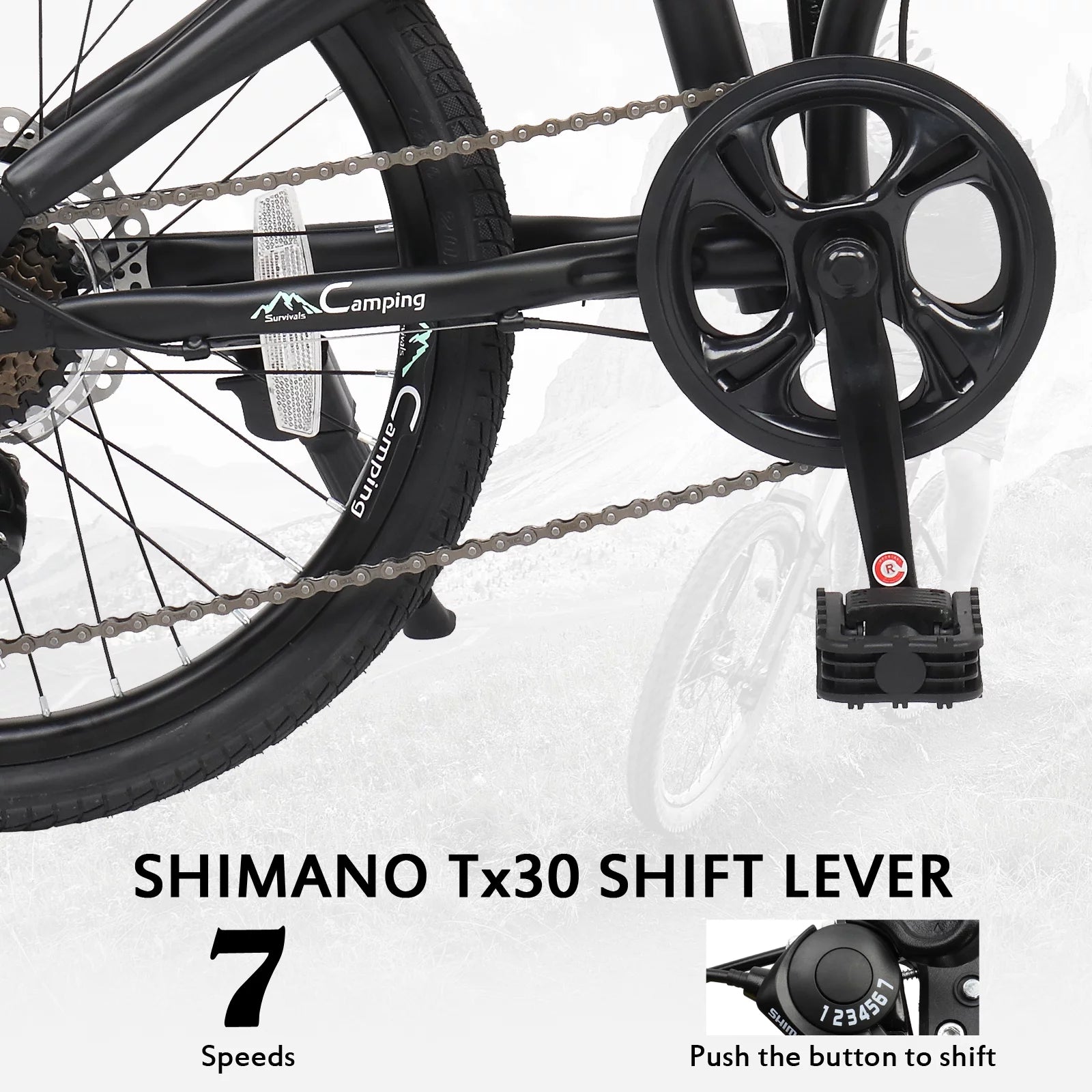 Campingsurvivals 20 Folding City Bike, Shimano 7 Speed, Black V50481