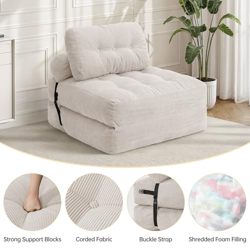Folding Sofa Bed Convertible Sleeper Chair with Pillow, Grey L546