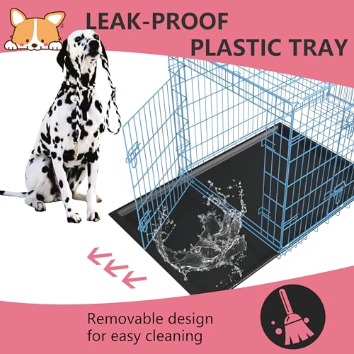 FDW Dog Crate for Large Dogs 48 Inch Folding Metal Wire Cage Double Door N1299