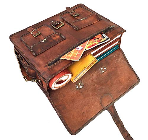 Vintage Leather Messenger Bag for Men with 18 Inch Laptop Compartment I17180