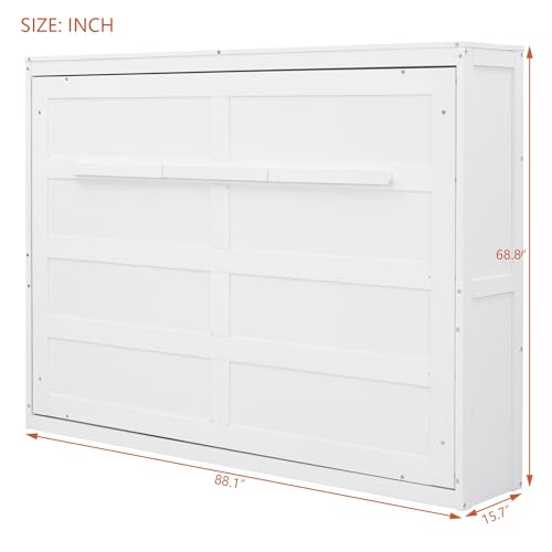 Harper & Bright Designs Queen Murphy Bed with Storage Shelves and LED Lights, Gray D9429