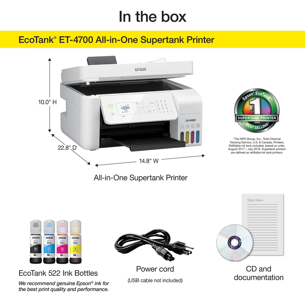 Epson EcoTank ET-4700 Wireless All-in-One Supertank Printer R6903