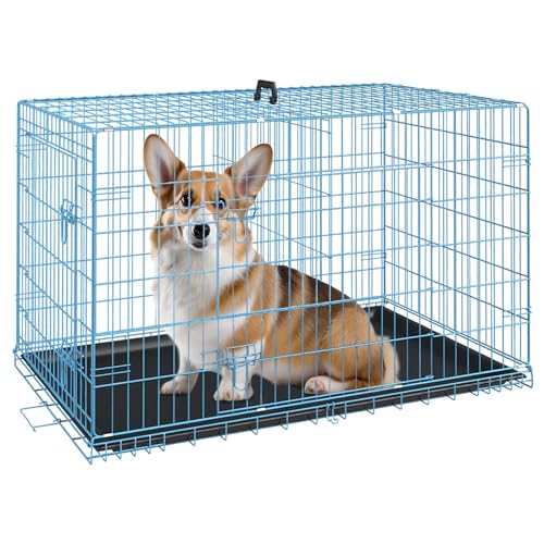 FDW Dog Crate for Large Dogs 48 Inch Folding Metal Wire Cage Double Door N1299