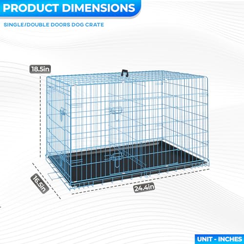 FDW Dog Crate for Large Dogs 48 Inch Folding Metal Wire Cage Double Door N1299
