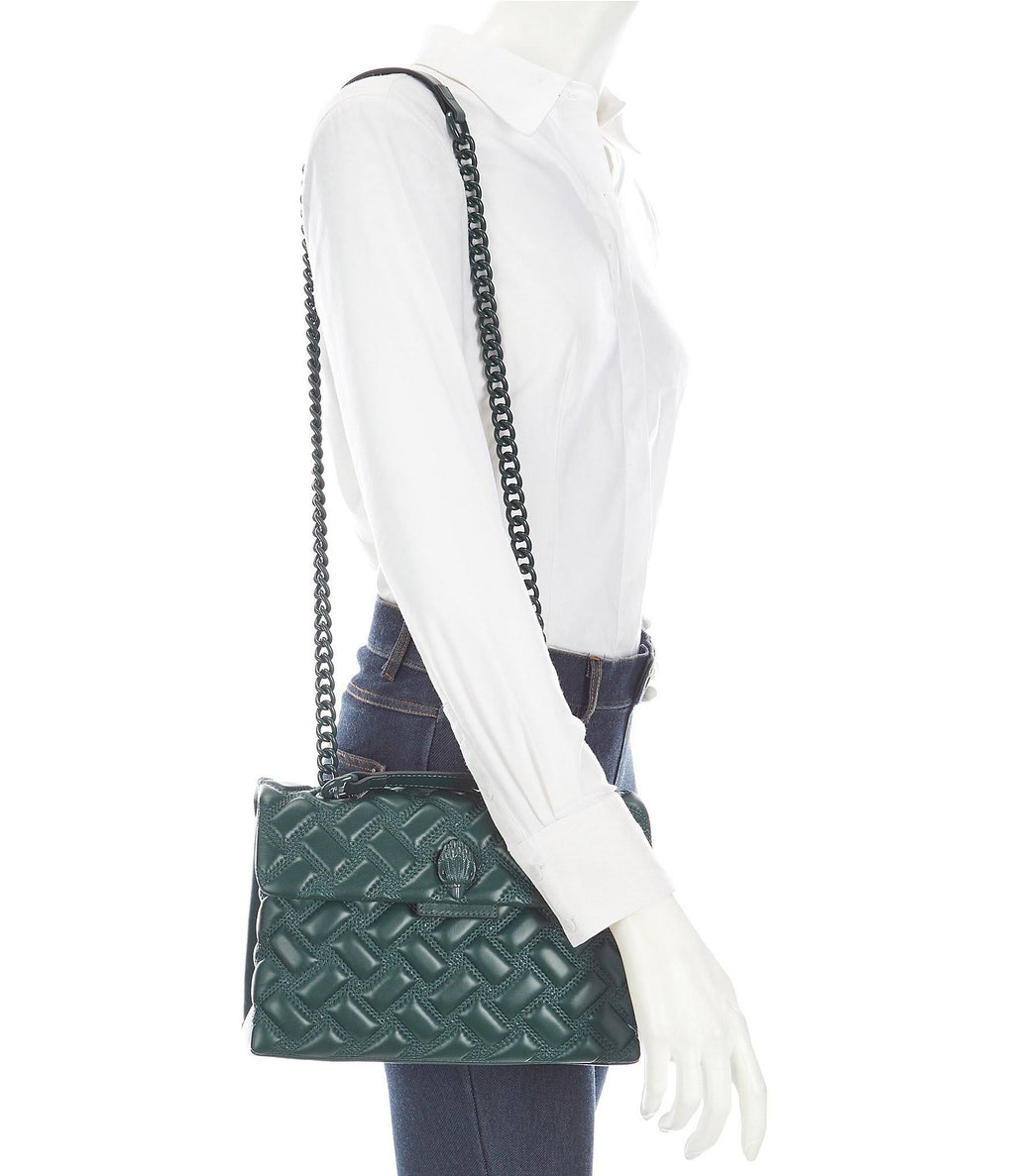 Kurt Geiger London Drench Large Quilted Shoulder Bag Dark Green Z98261