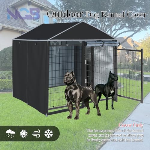 NGB Outdoor Dog Kennel Cover, 600D Heavy Duty Waterproof, Black W2510