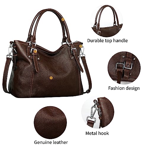 HESHE Genuine Leather Tote Shoulder Bag for Women P1142