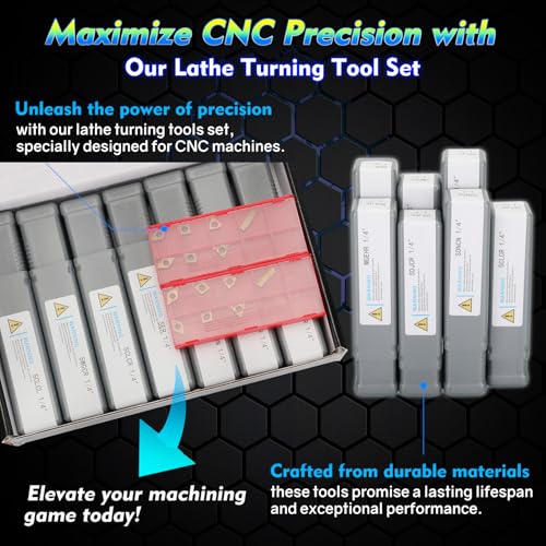 Indexable Lathe Turning Tool 21Pcs Kit 3/8'' 10mm Shank with Carbide Inserts Z5376