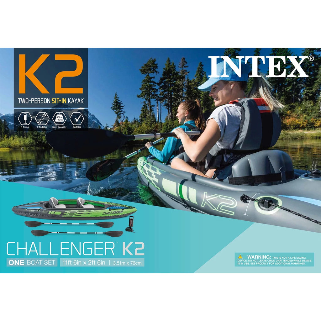 Intex Challenger K2 Inflatable Kayak with Oars and Pump C362311