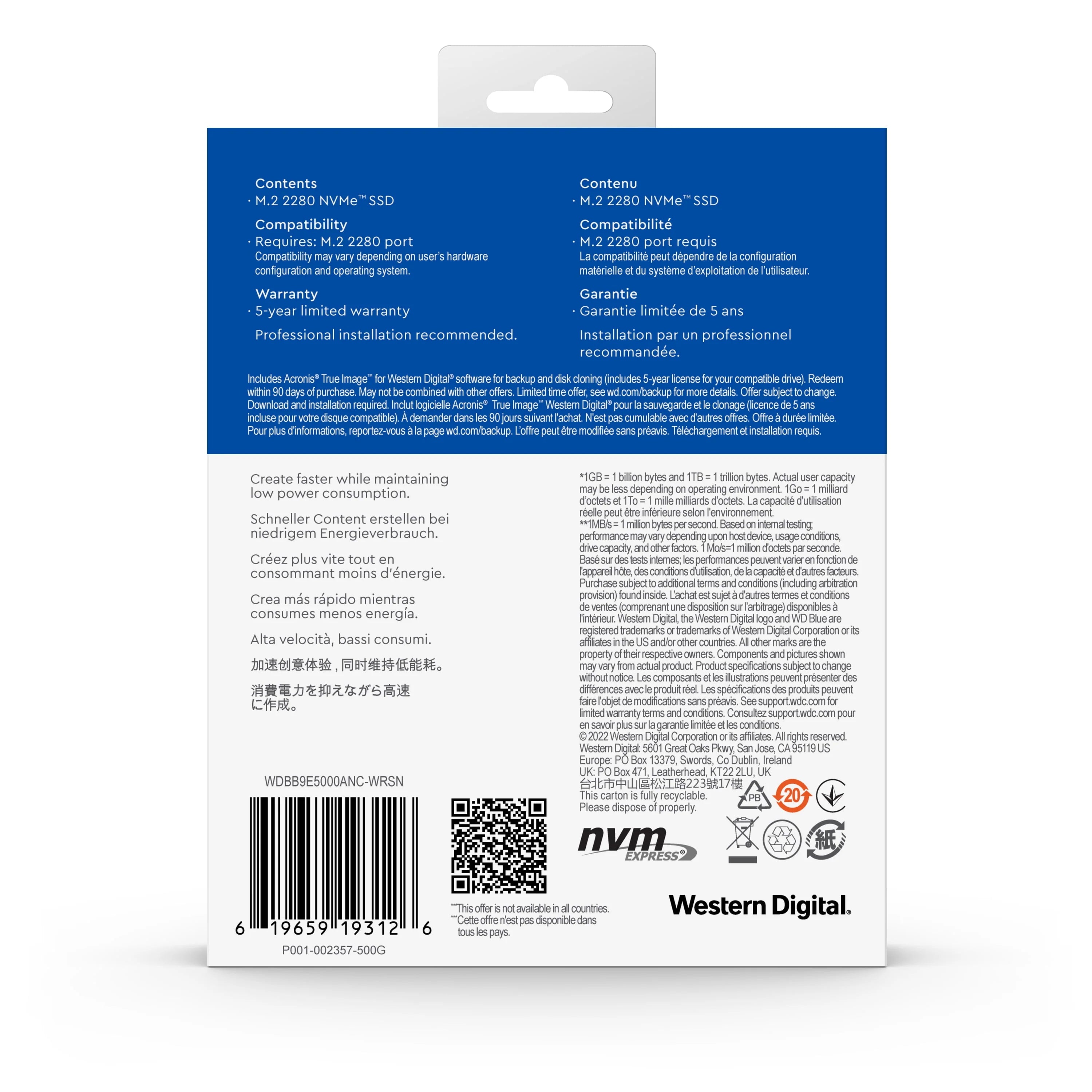 WD Blue SN570 500GB NVMe SSD R555