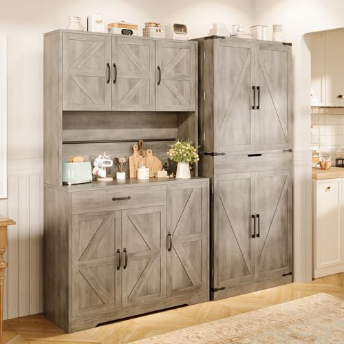 72" Tall Storage Cabinet with Adjustable Shelves & Steel Frame, Dark Grey F5479